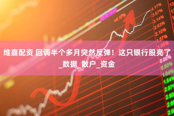 维嘉配资 回调半个多月突然反弹！这只银行股亮了_数据_散户_资金
