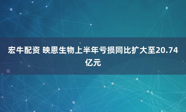 宏牛配资 映恩生物上半年亏损同比扩大至20.74亿元