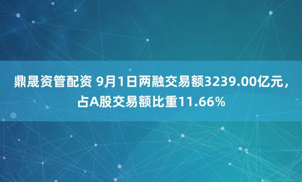 鼎晟资管配资 9月1日两融交易额3239.00亿元，占A股交易额比重11.66%